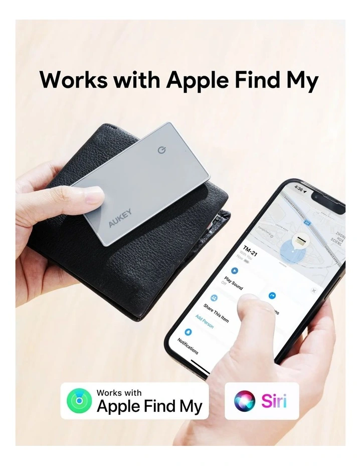 AUKEY TM-21 Track Mate 3 Smart Bluetooth Tracker - Thin Qi Wireless, Find My Compatible image 3