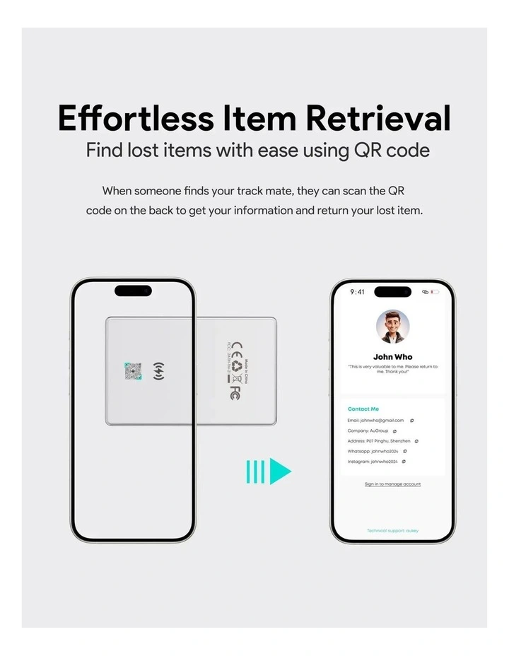 AUKEY TM-21 Track Mate 3 Smart Bluetooth Tracker - Thin Qi Wireless, Find My Compatible image 5