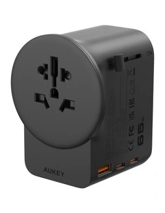 AUKEY GlobeMate PA-TA11A 65W GaN Universal Travel Adapter with USB-A and Dual USB-C