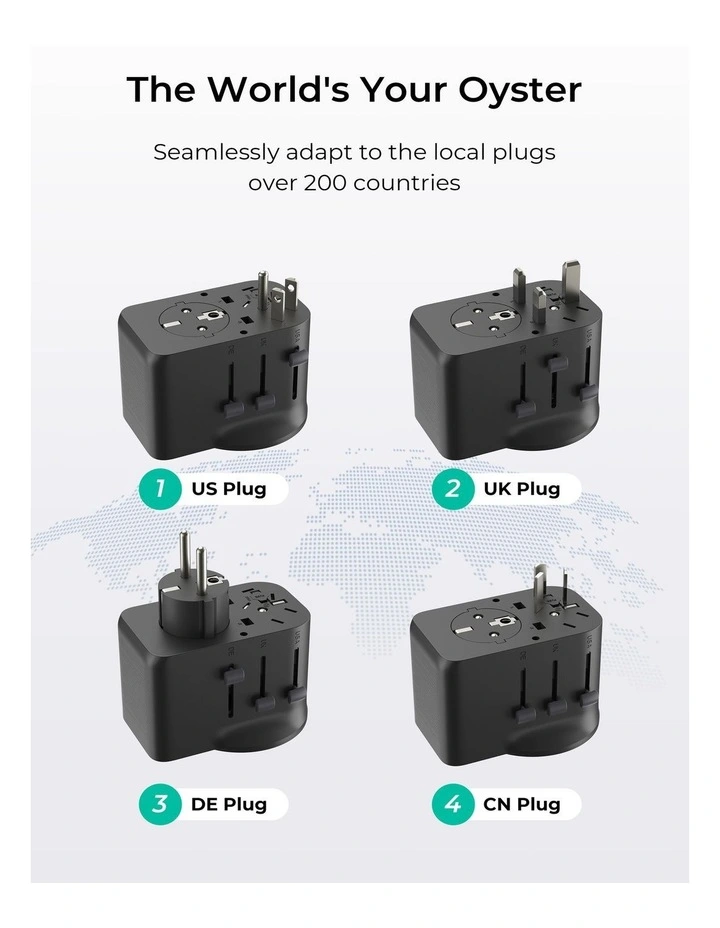 AUKEY GlobeMate PA-TA11A 65W GaN Universal Travel Adapter with USB-A and Dual USB-C image 2
