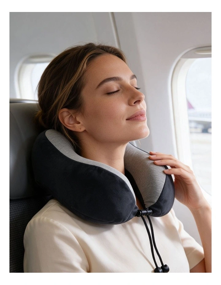 Milleni Travel Memory Foam Neck Pillow in Black image 2
