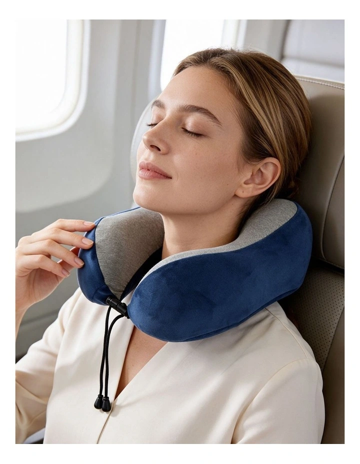 Milleni Travel Memory Foam Neck Pillow in Navy image 2