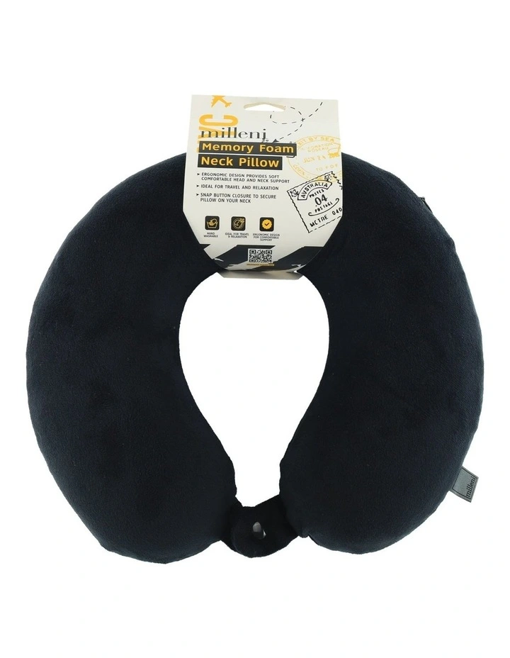 Milleni Travel Memory Foam Neck Pillow in Black image 1