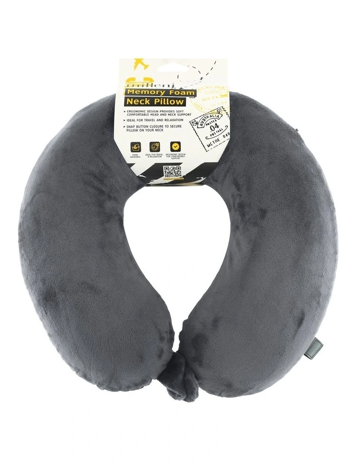 Milleni Travel Memory Foam Neck Pillow in Grey image 1