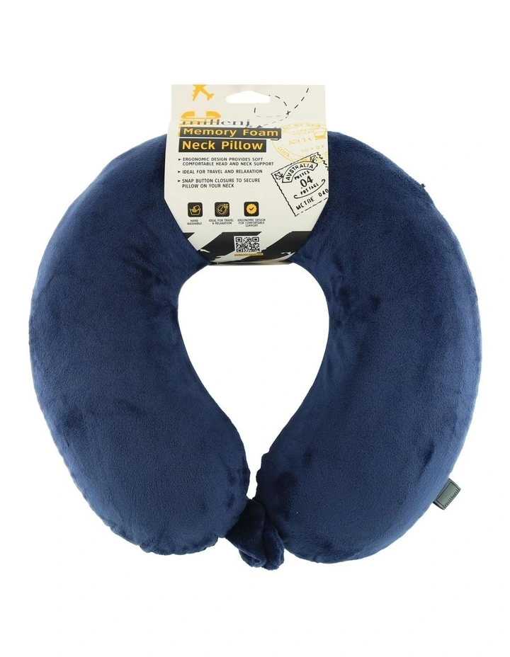 Milleni Travel Memory Foam Neck Pillow in Navy image 1