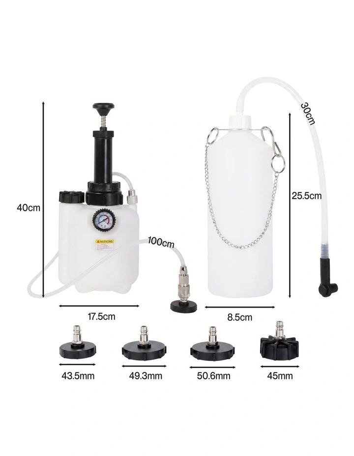 Manan Brake Bleeding Kit 3L Pressure Bottle With 4 Adapters For Car Garage White image 2