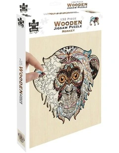 132 Piece Wooden Jigsaw Puzzle, Monkey