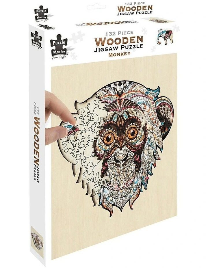 132 Piece Wooden Jigsaw Puzzle, Monkey image 1