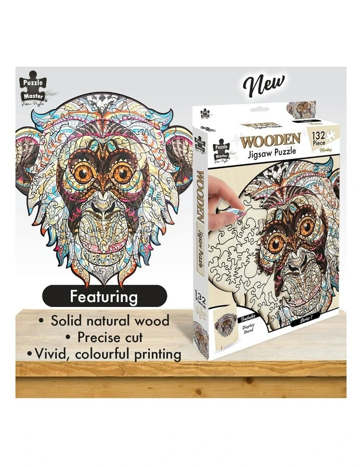 132 Piece Wooden Jigsaw Puzzle, Monkey image 4