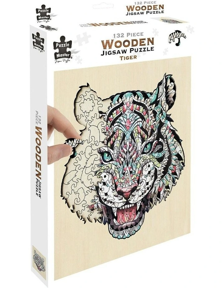 132 Piece Wooden Jigsaw Puzzle, Tiger image 1