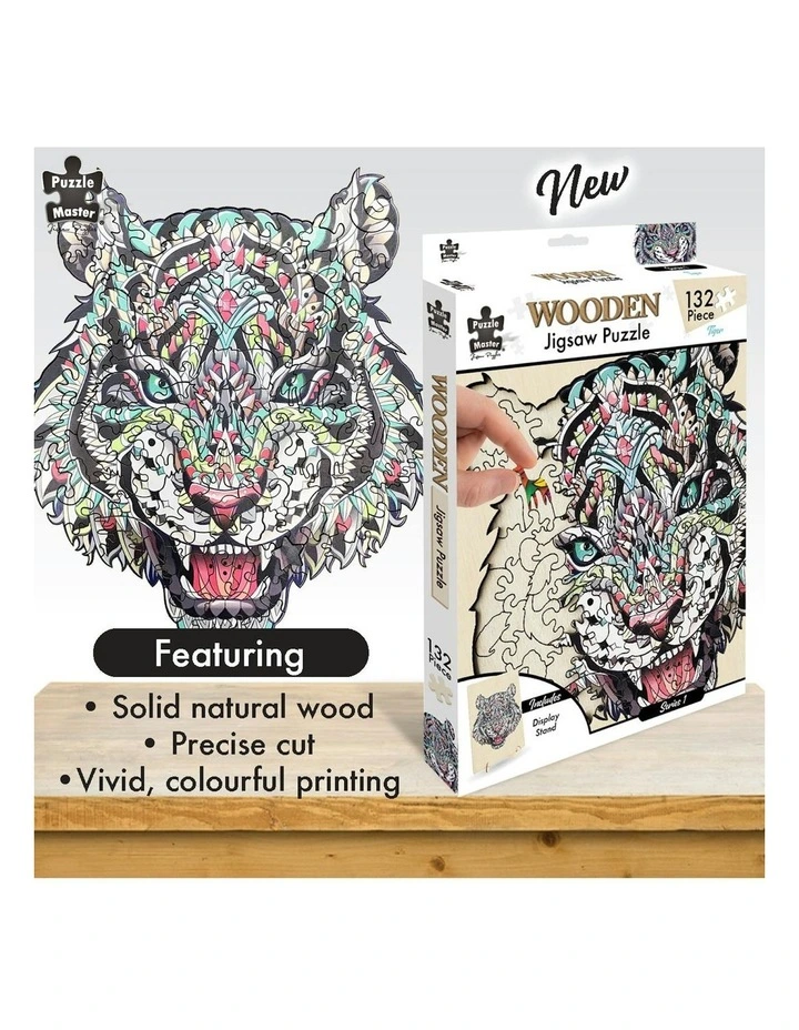 132 Piece Wooden Jigsaw Puzzle, Tiger image 4