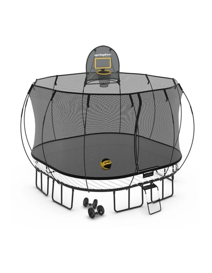 Large Square Trampoline 3.4m - Moving Accessory Bundle Basketball Hoop, Ladder and Wheels image 1