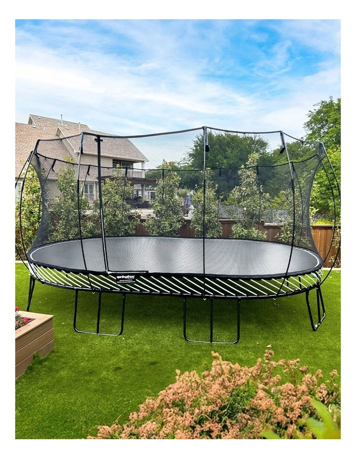 Jumbo Oval Trampoline 3.8m x 5.7m - Moving Accessory Bundle Basketball Hoop, Ladder and Wheels image 2