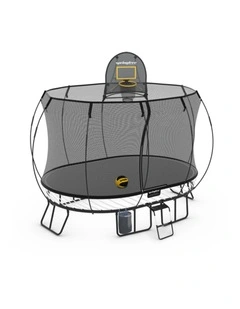 Medium Oval Trampoline 2.4m x 3.4m - Sports Accessory Bundle Basketball Hoop, Ladder and Bag
