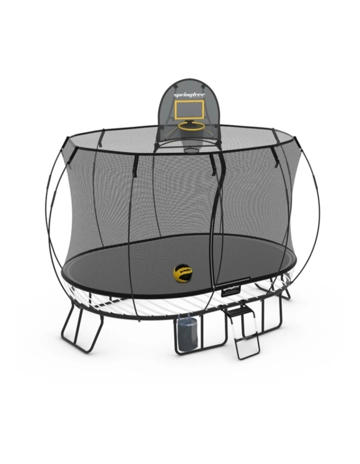 Medium Oval Trampoline 2.4m x 3.4m - Sports Accessory Bundle Basketball Hoop, Ladder and Bag image 1