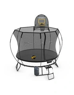Compact Round Trampoline 2.5m- Sports Accessory Bundle Basketball Hoop, Ladder and Bag