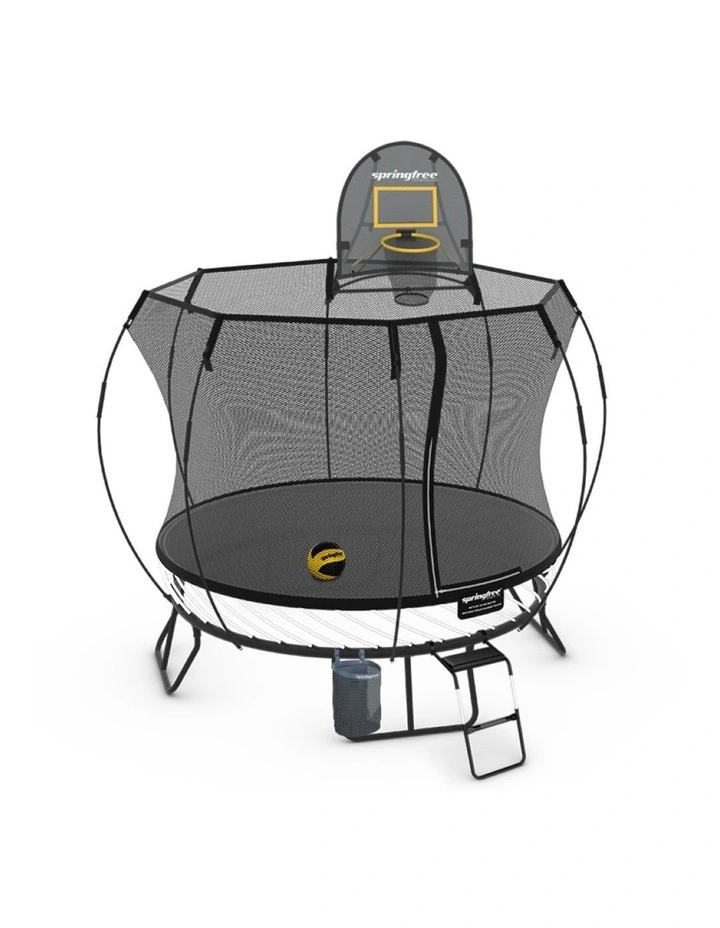 Compact Round Trampoline 2.5m- Sports Accessory Bundle Basketball Hoop, Ladder and Bag image 1