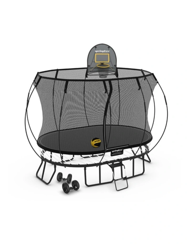 Compact Oval Trampoline 1.9m x 2.7m - Sports Accessory Bundle Basketball Hoop, Ladder and Bag image 1