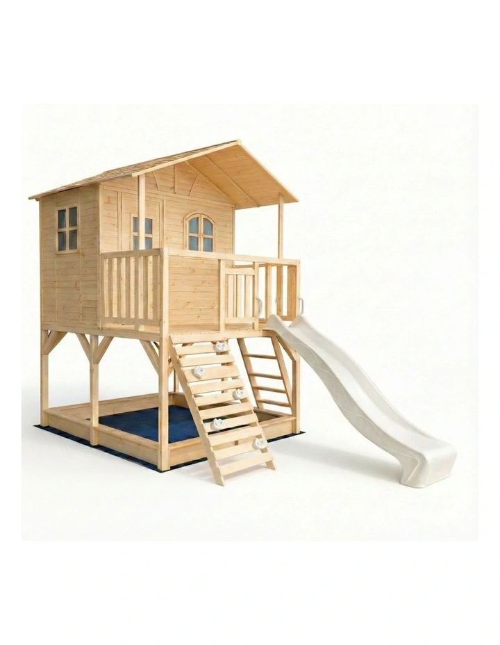 Marlie Cubby House - 2.2m Pearl White Slide & Accessories image 1
