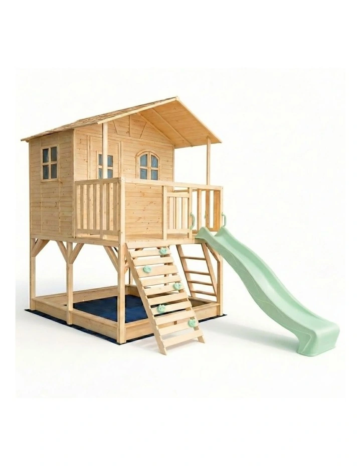 Marlie Cubby House - 2.2m Sage Slide & Accessories image 1