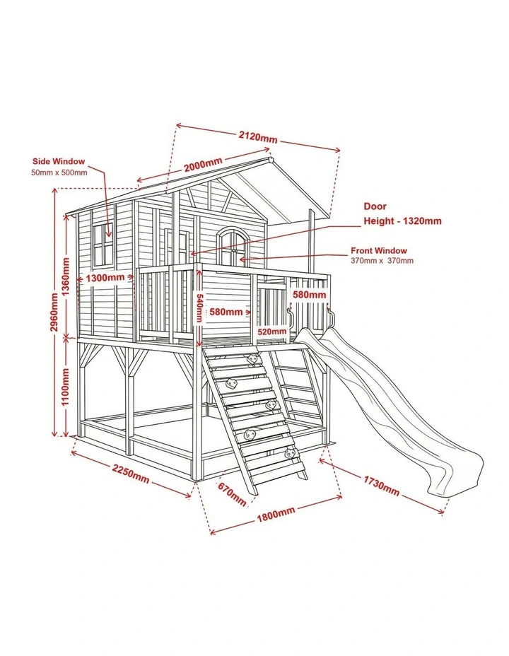 Marlie Cubby House - 2.2m Sage Slide & Accessories image 3
