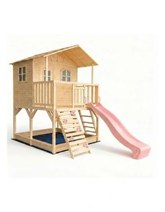Marlie Cubby House - 2.2m Baby Pink Slide & Accessories
