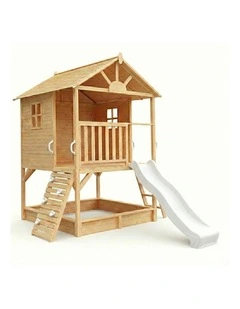 My Kidz Shack Cubby House - Bright White Slide & Accessories