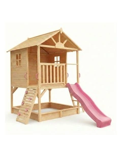 My Kidz Shack Cubby House - Pink Slide & Accessories