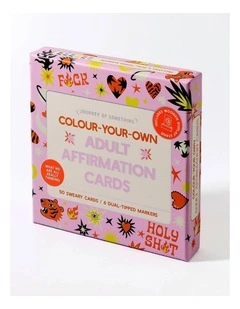 50 Cards With Wooden Stand And 6 Markers Colour Your Own Affirmation Cards