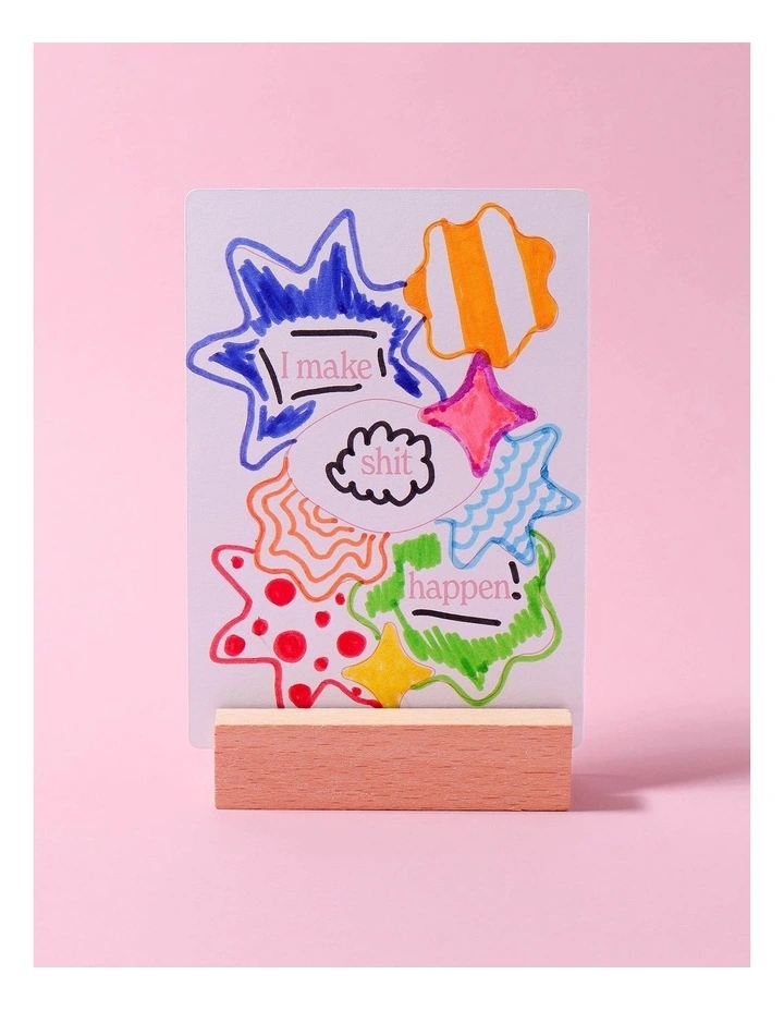 50 Cards With Wooden Stand And 6 Markers Colour Your Own Affirmation Cards image 5