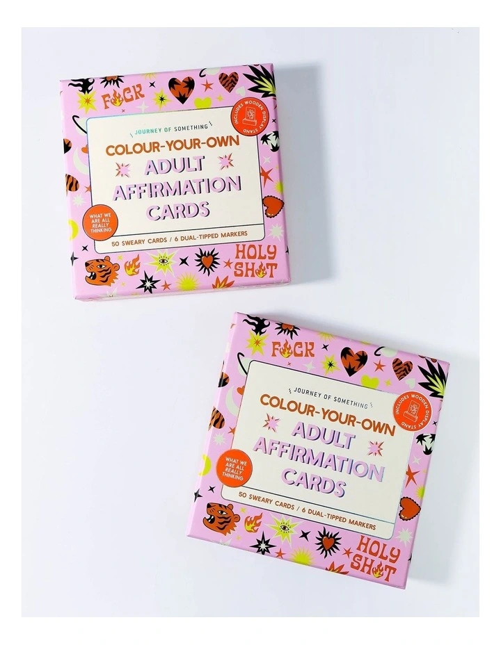 50 Cards With Wooden Stand And 6 Markers Colour Your Own Affirmation Cards image 6