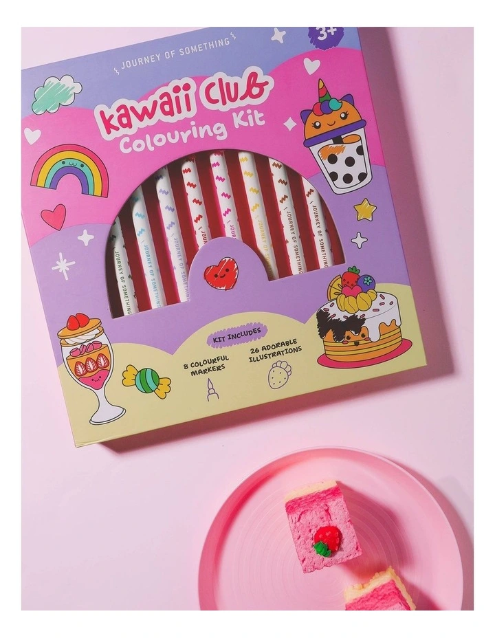 32 Tear-Away Pages With 8 Markers Kawaii Club Colouring Kit image 4
