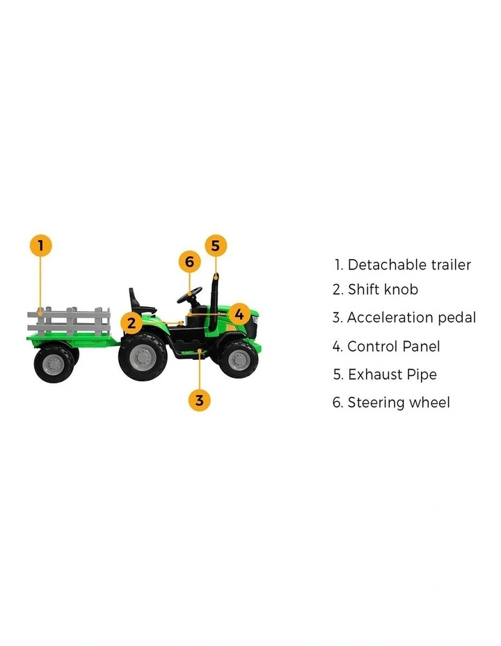Mazam Kids Ride On Car Tractor 156cm 12V Remote Control Electric Battery Toy Green image 6