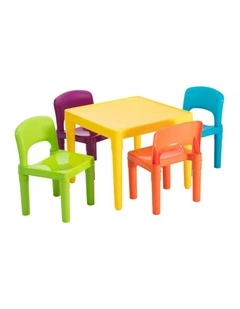 Plastic Table And Chairs Set 5-Piece in Multi