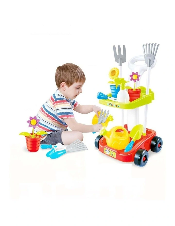 Gardening Trolley Set with Fake Garden Tools for Toddlers image 2