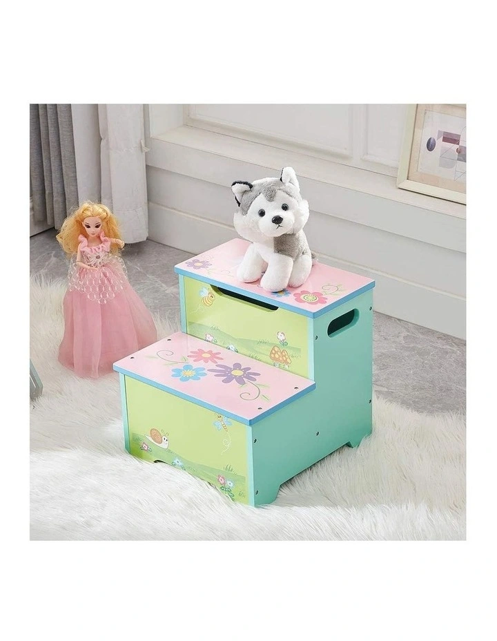 ALL 4 KIDS Girl Hand Painted Flower Step Stool image 3