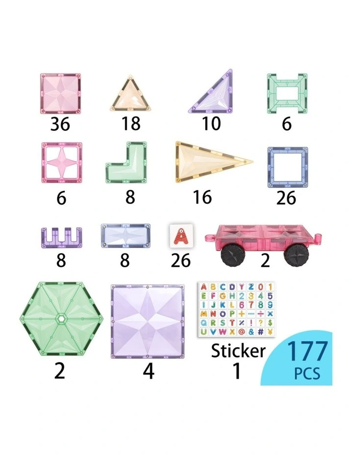 Pastel Space Travelling Magnetic Tile Set 177 Piece image 5