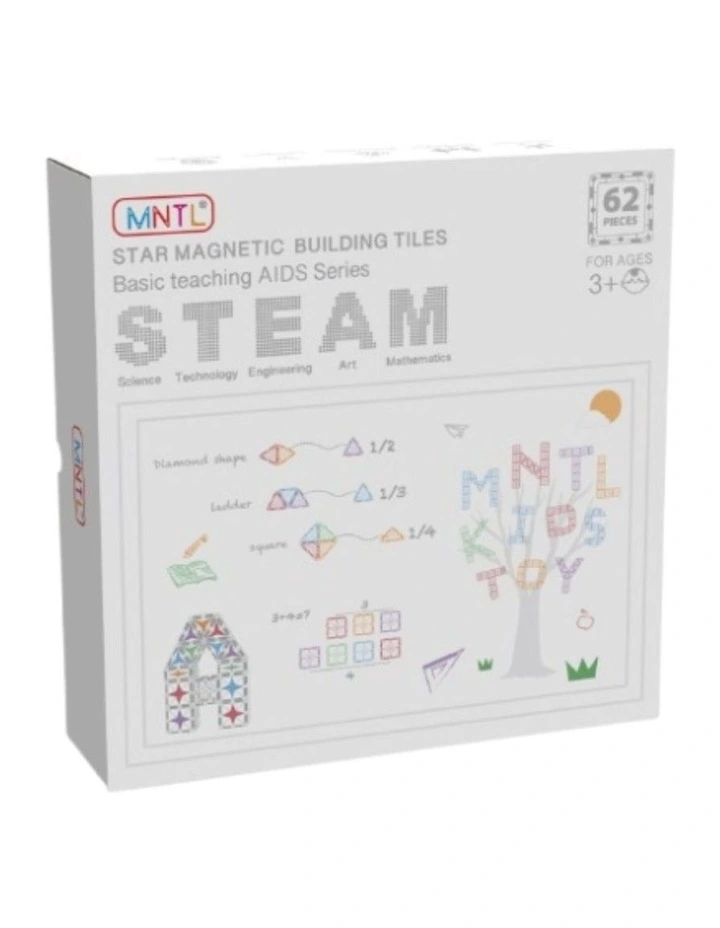 Pastel Basic Teaching Aids Magnetic Tile Set 62 Piece image 1
