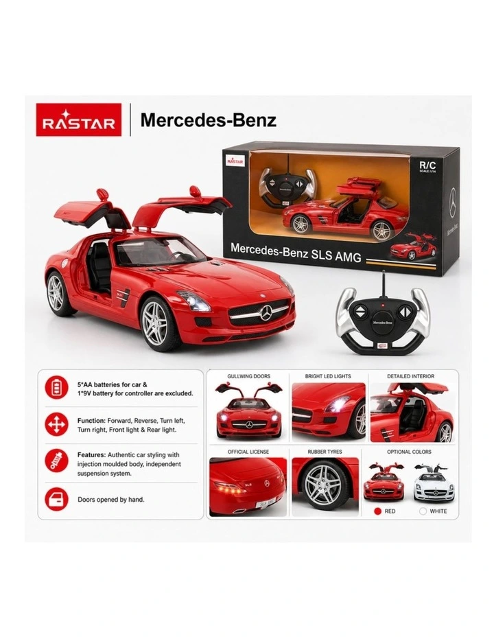 Rastar Licensed 1:14 Radio Control Car - Mercedes-Benz SLS AMG image 4
