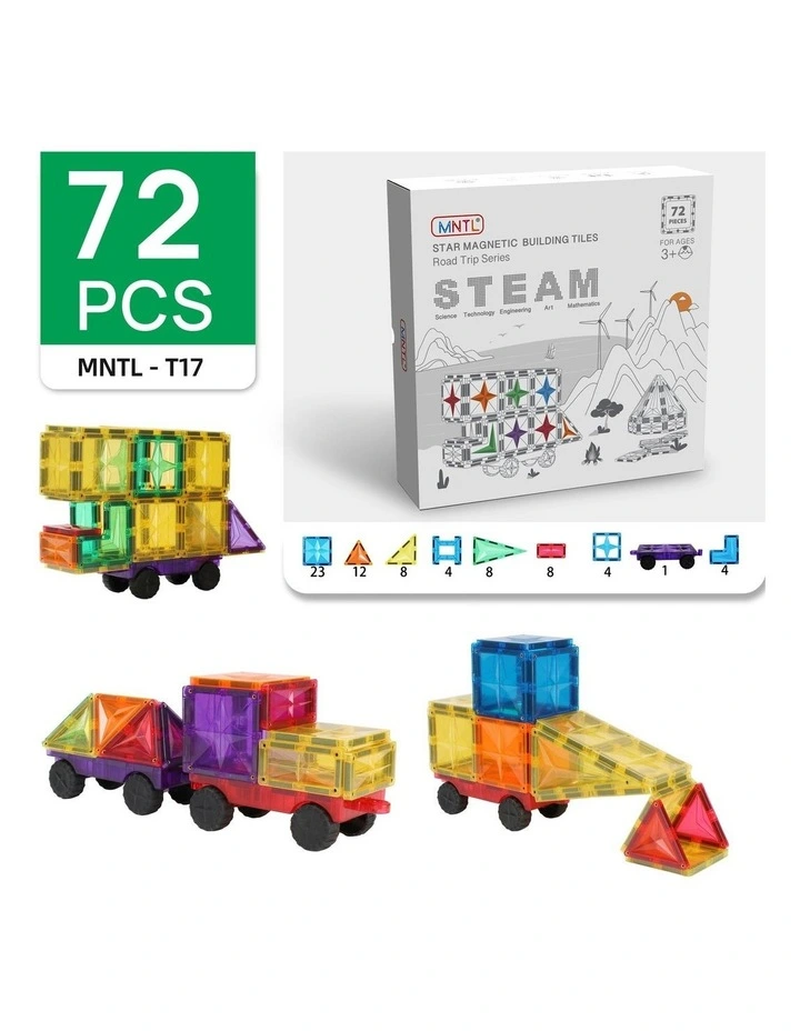 MNTL Classic Road Trip Magnetic Tile Set 72 Pcs image 5
