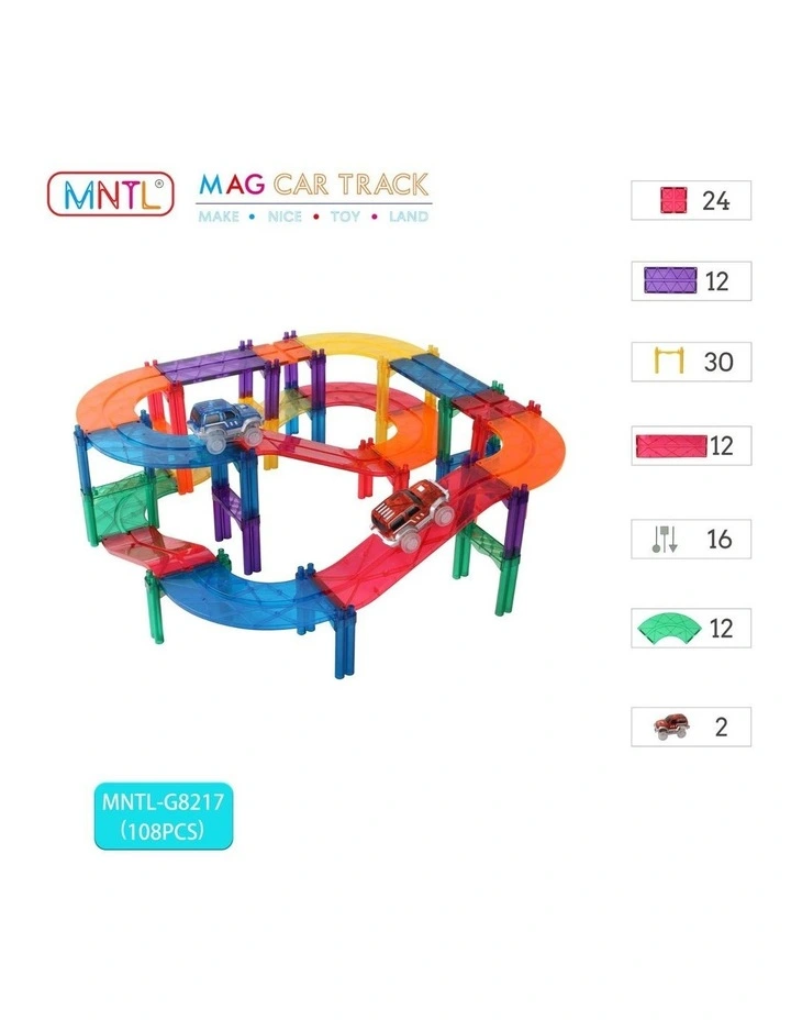 MNTL Classic Magnetic Car Track Set 108 Pcs image 2