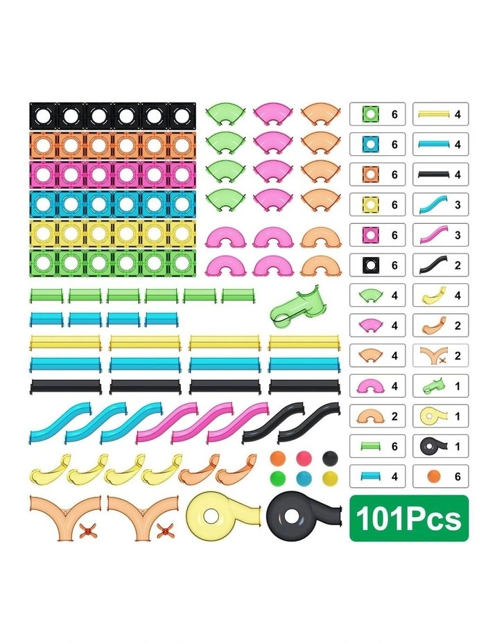 MNTL Fluorescent Magnetic Marble Run Set 101 Pcs image 5