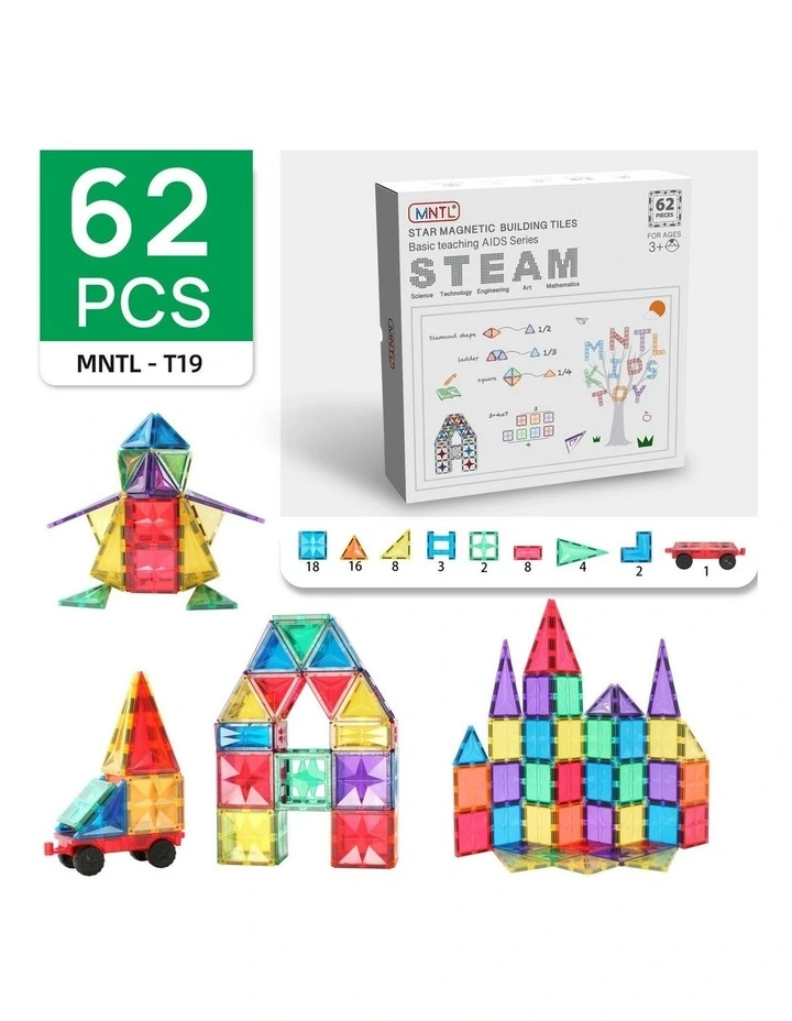 MNTL Classic Basic Teaching Aids Magnetic Tile Set 62 Pcs image 5