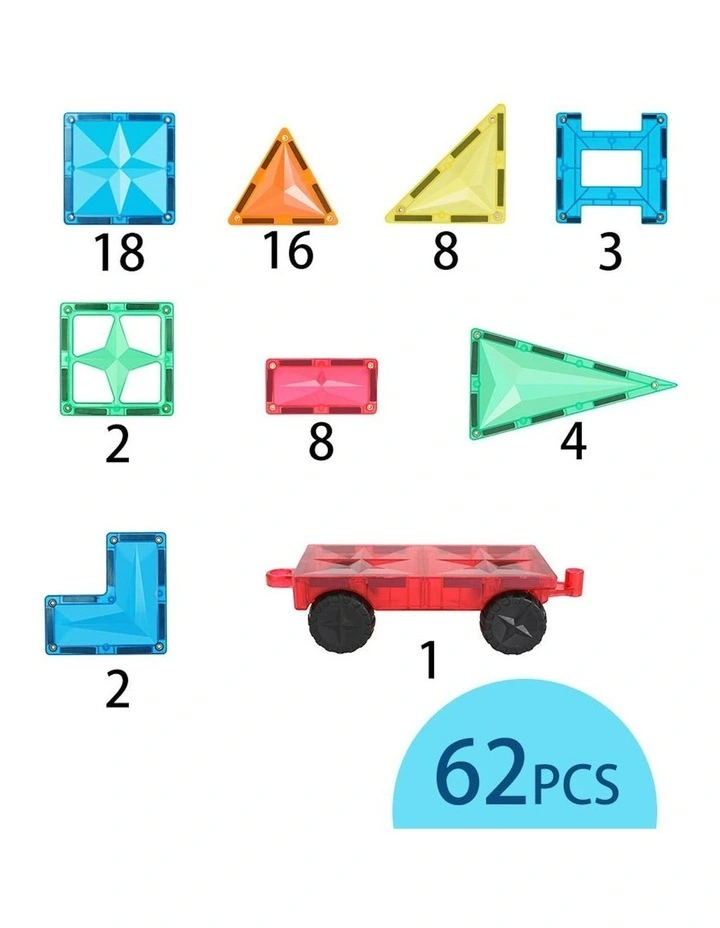 MNTL Classic Basic Teaching Aids Magnetic Tile Set 62 Pcs image 6
