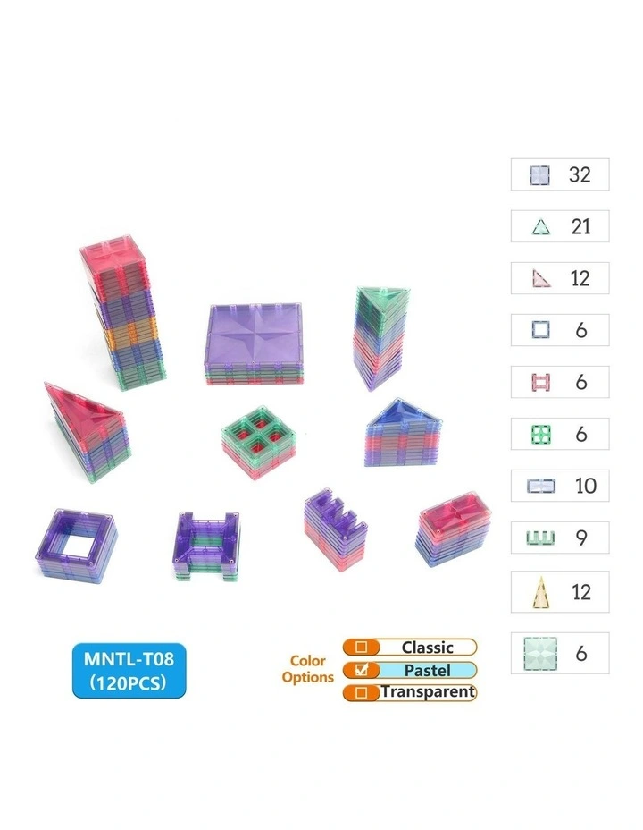 MNTL Pastel Star Magnetic Tile 120 Pcs Set image 2