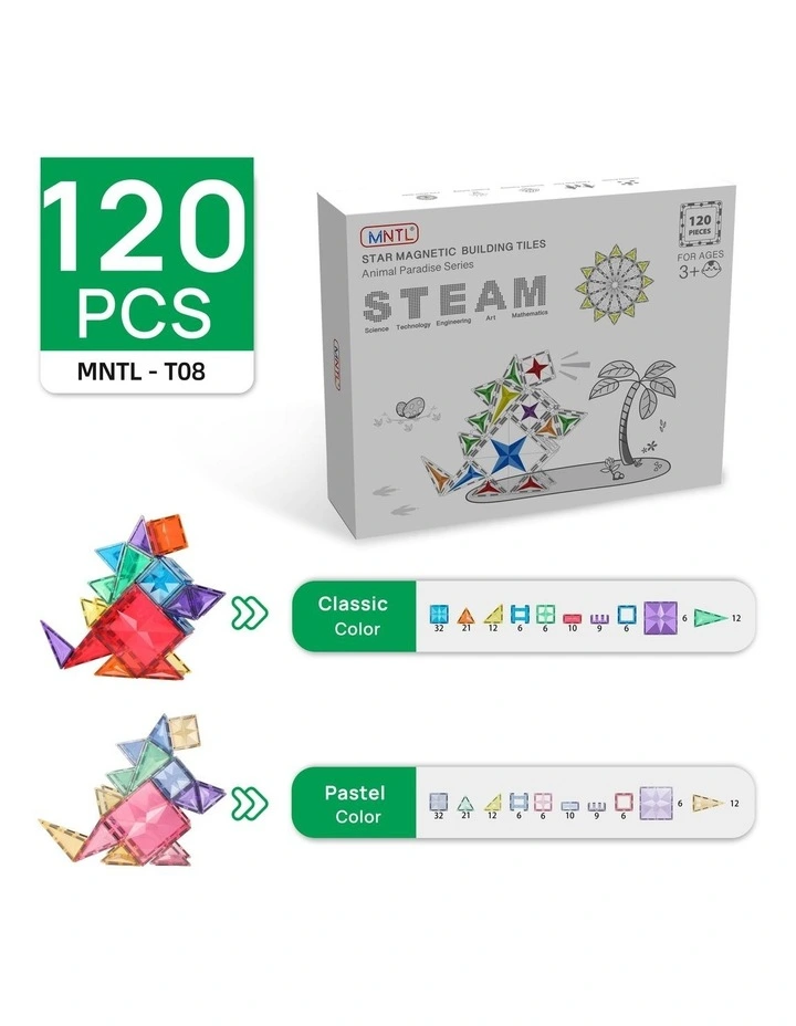 MNTL Pastel Star Magnetic Tile 120 Pcs Set image 3