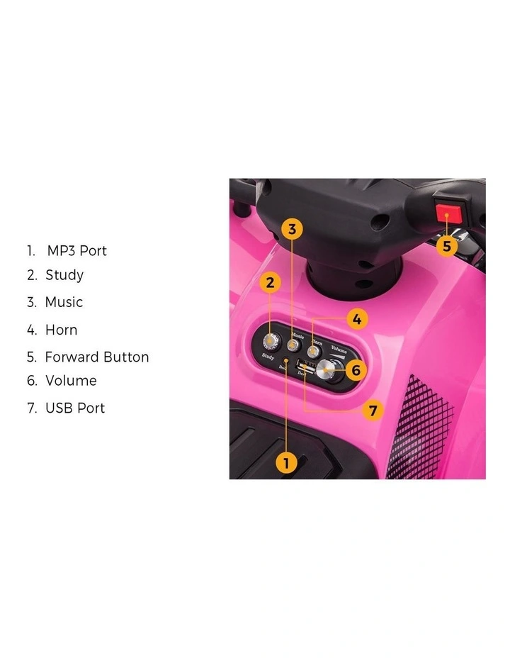Mazam Ride On Car Electric ATV Bike Vehicle for Toddlers Kids Rechargeable Pink image 6