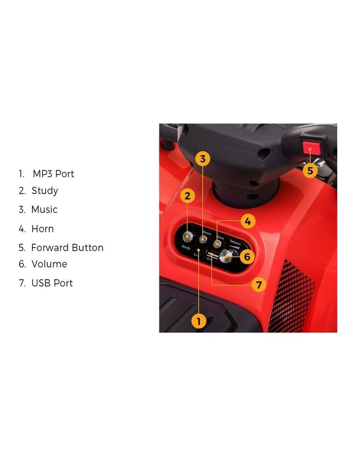 Mazam Ride On Car Electric ATV Bike Vehicle for Toddlers Kids Rechargeable Red image 6