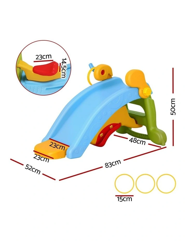 Keezi Kids Slide Set Toddler Indoor Playset Rocking Horse Ring Toss Multi Colour image 2
