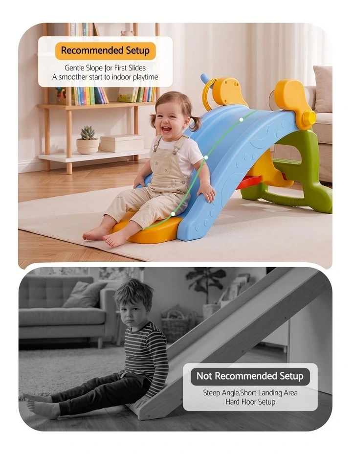 Keezi Kids Slide Set Toddler Indoor Playset Rocking Horse Ring Toss Multi Colour image 5